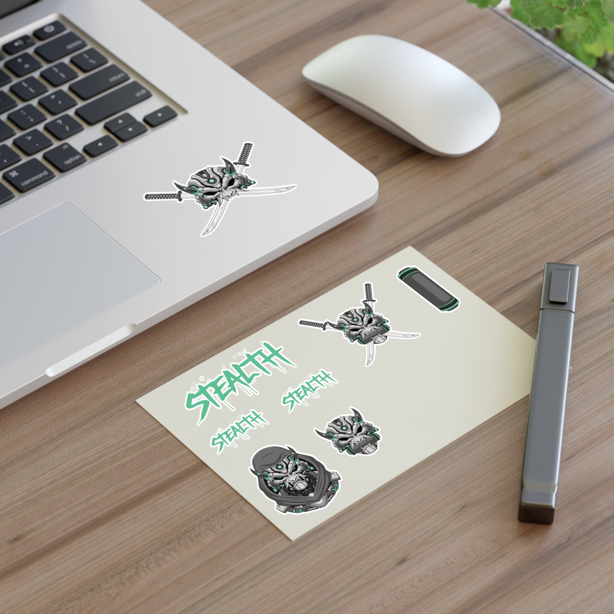 Cyborg Ninja Sticker Set – Stealth Graffiti Cyberpunk Skulls