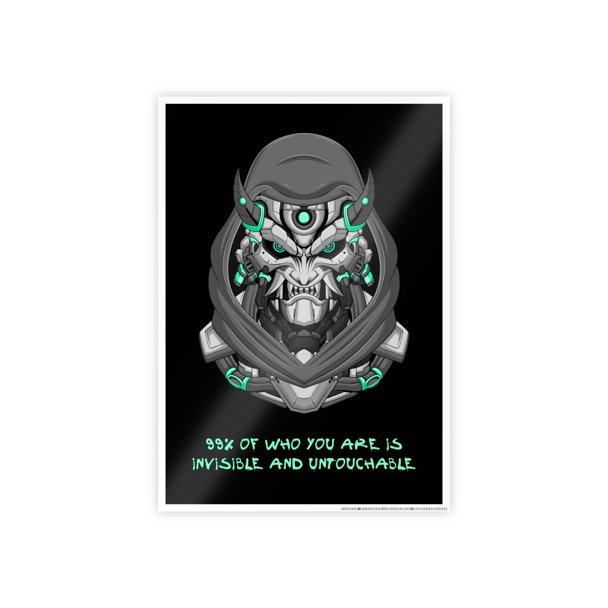 Cyborg Assassin Poster | Futuristic Wall Art | Ninja Mask Quote Print