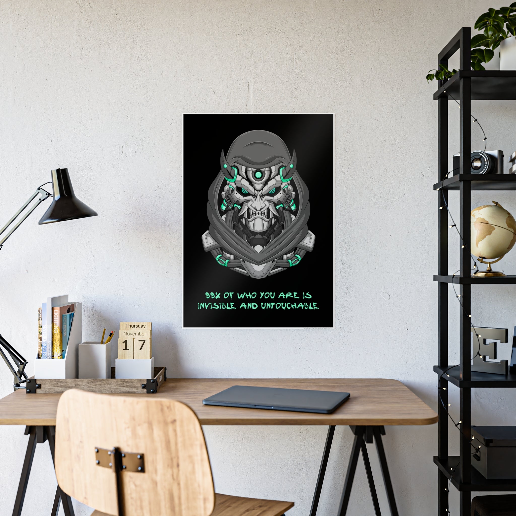 Cyborg Assassin Poster | Futuristic Wall Art | Ninja Mask Quote Print