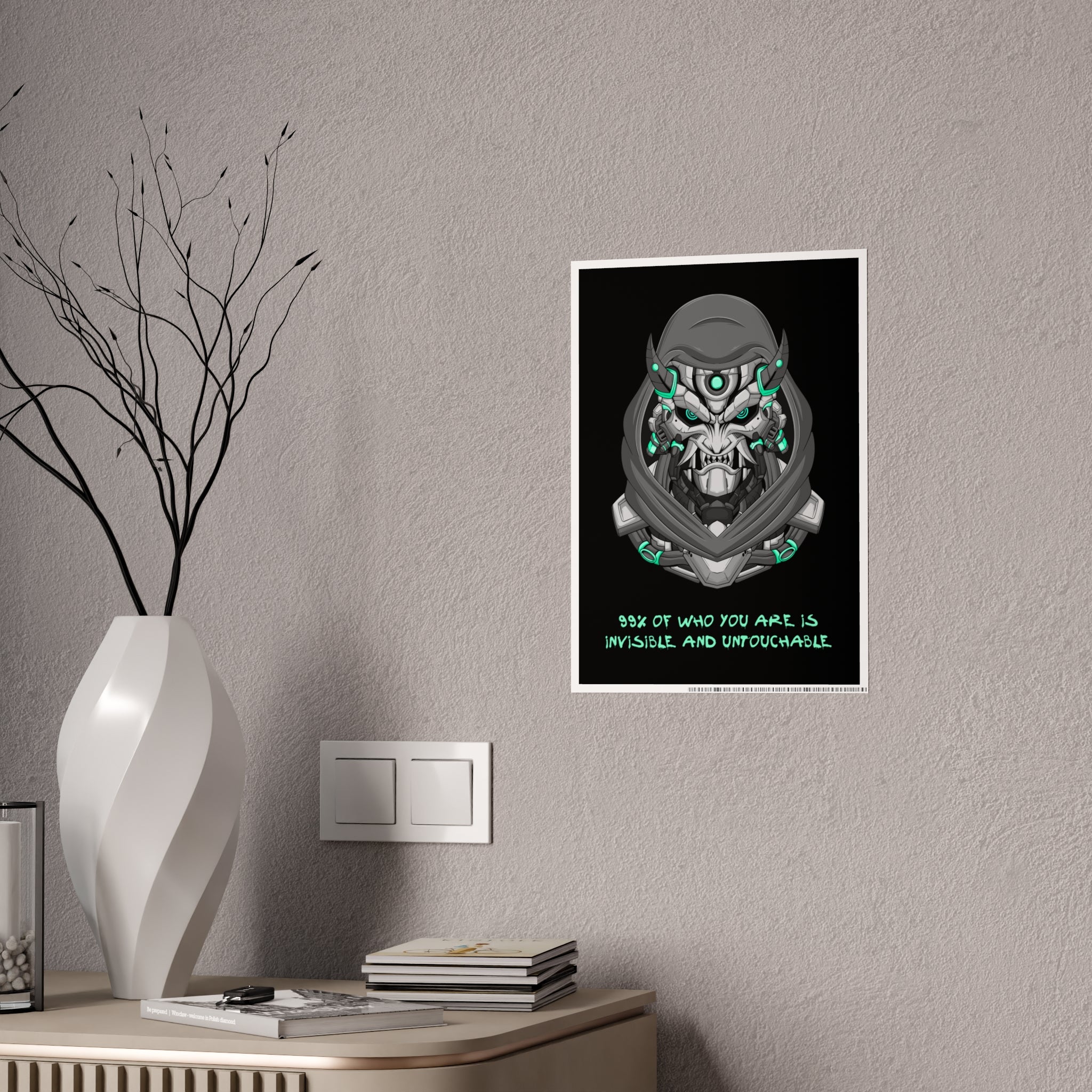 Cyborg Assassin Poster | Futuristic Wall Art | Ninja Mask Quote Print
