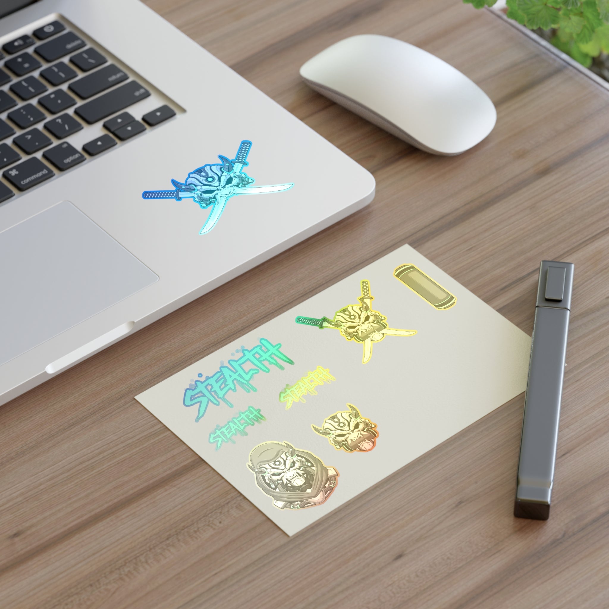 Cyborg Ninja Sticker Set – Stealth Graffiti Cyberpunk Skulls