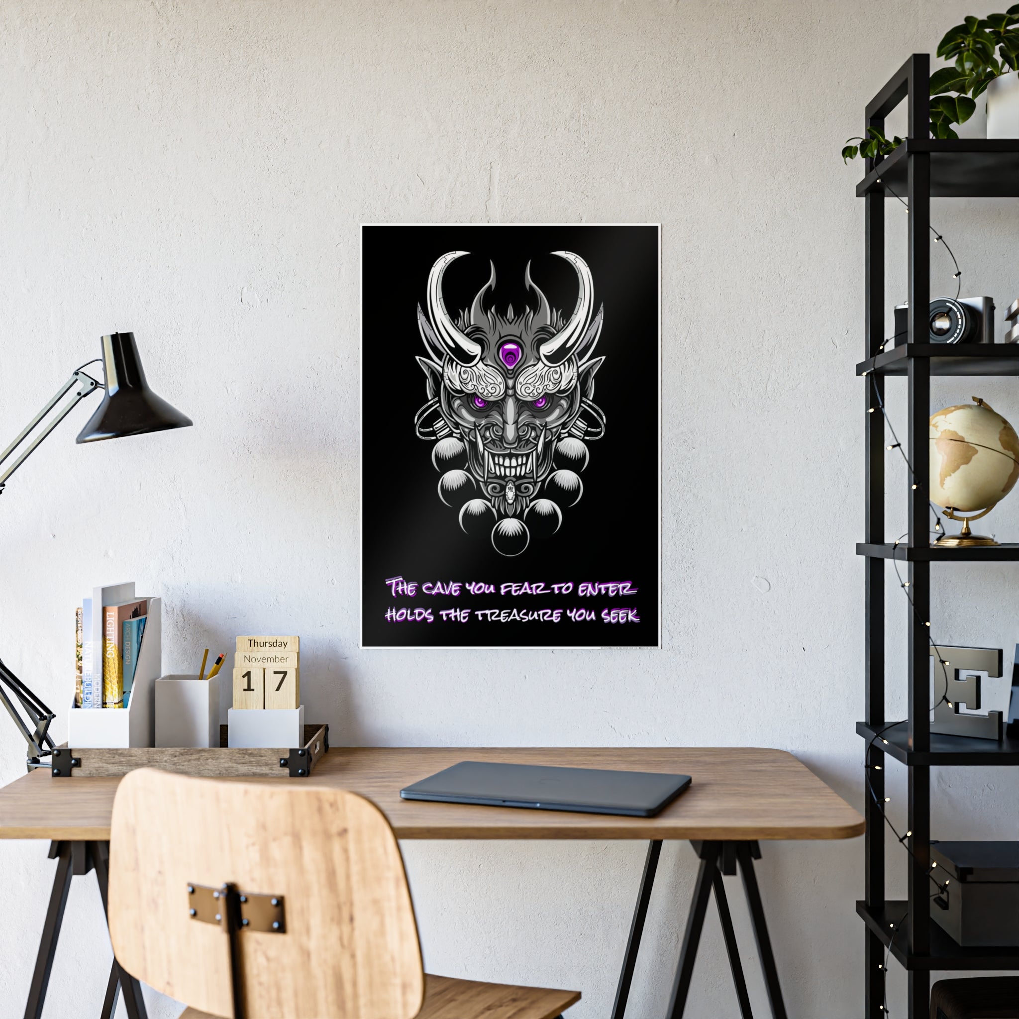 Chrome Oni Poster | Fear and Treasure Quote Wall Art