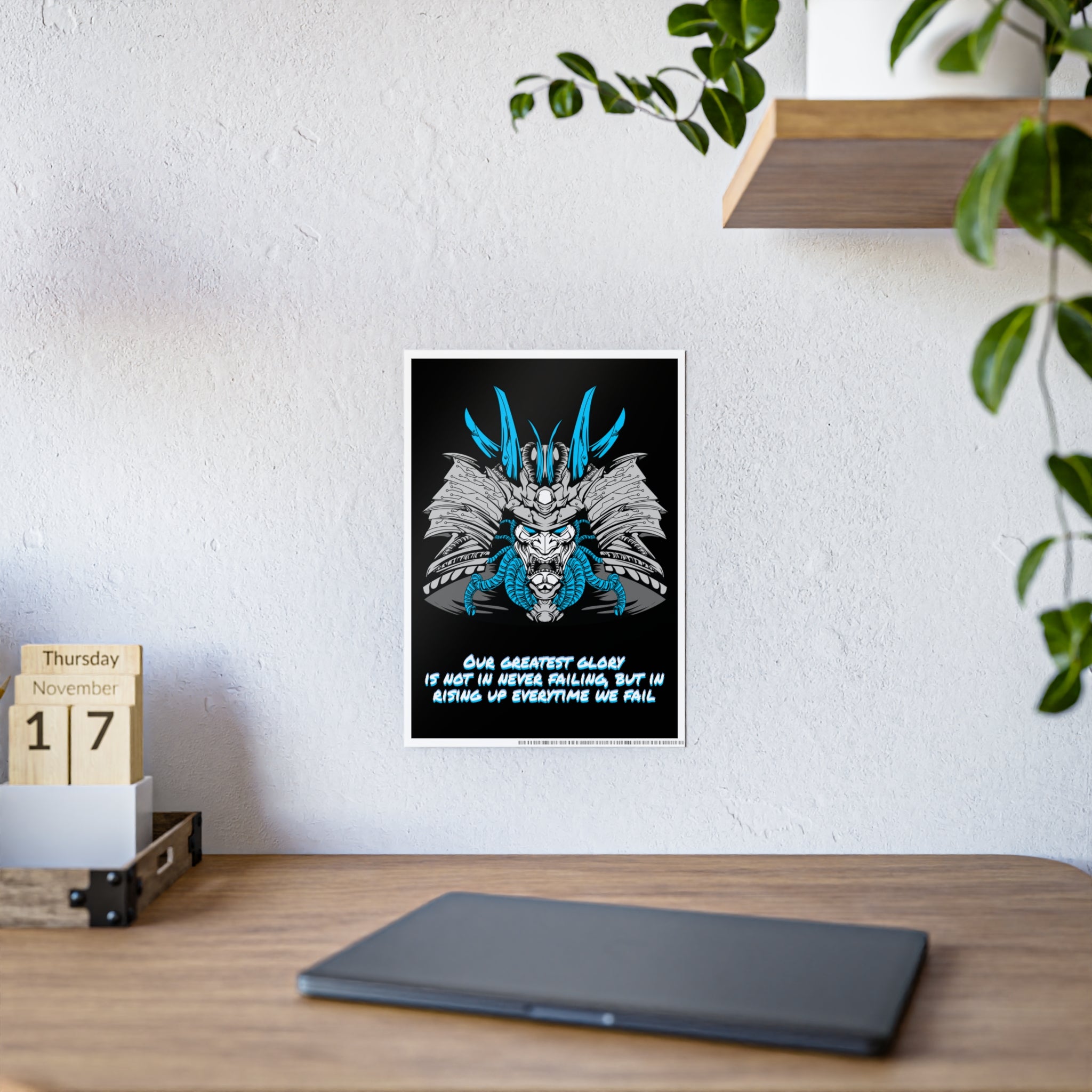 Cyberpunk Samurai Poster - Glory Quote Wall Art