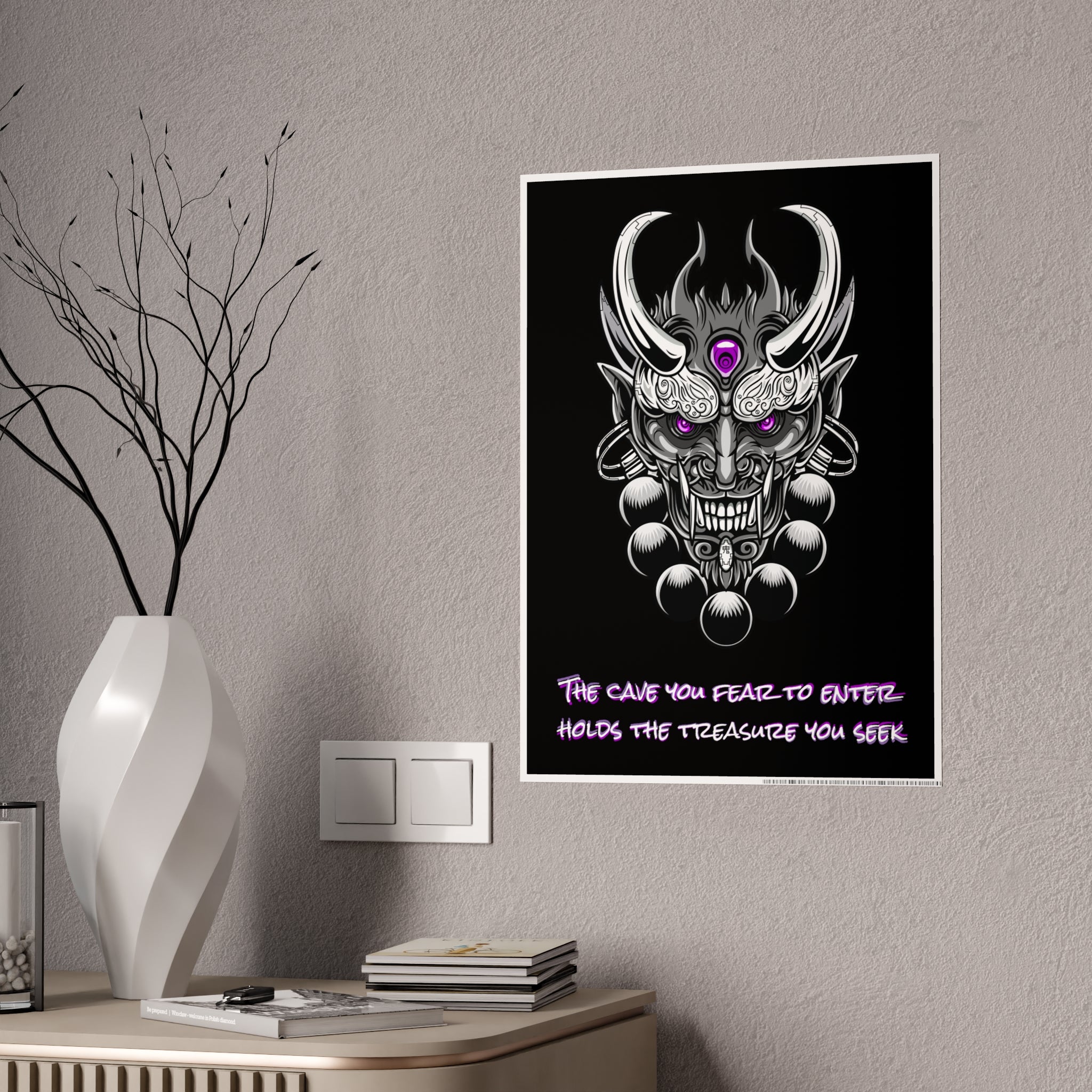 Chrome Oni Poster | Fear and Treasure Quote Wall Art