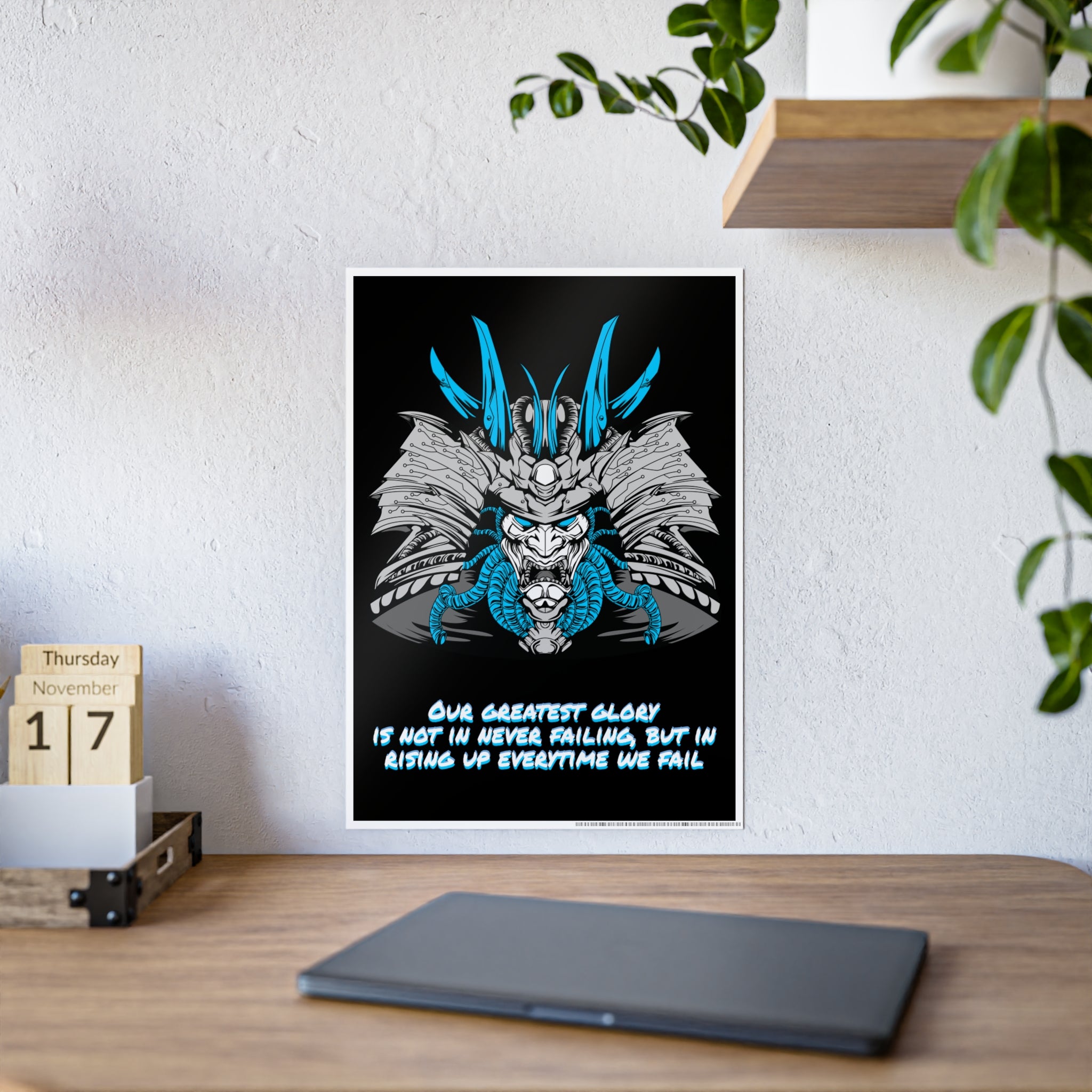 Cyberpunk Samurai Poster - Glory Quote Wall Art