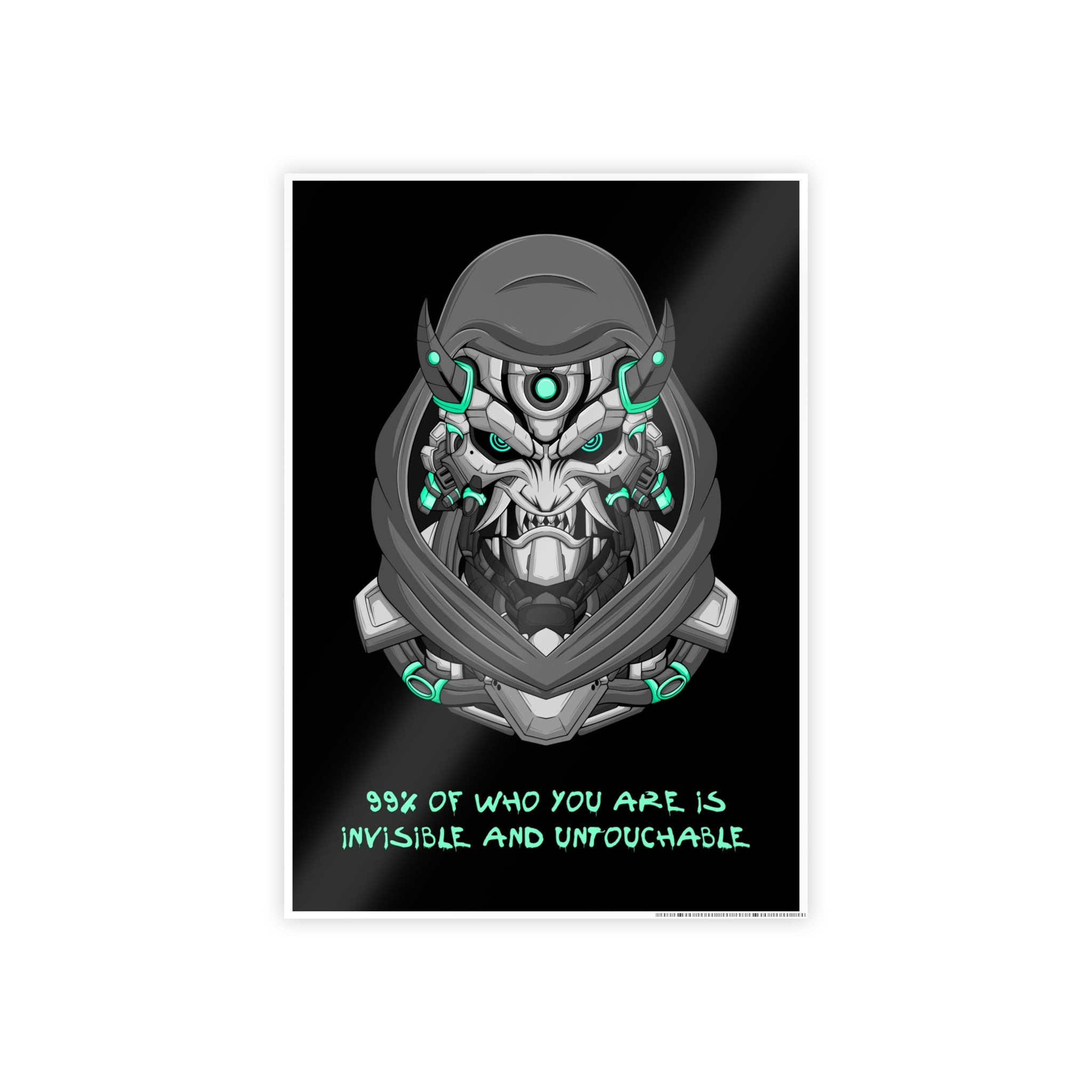 Cyborg Assassin Poster | Futuristic Wall Art | Ninja Mask Quote Print