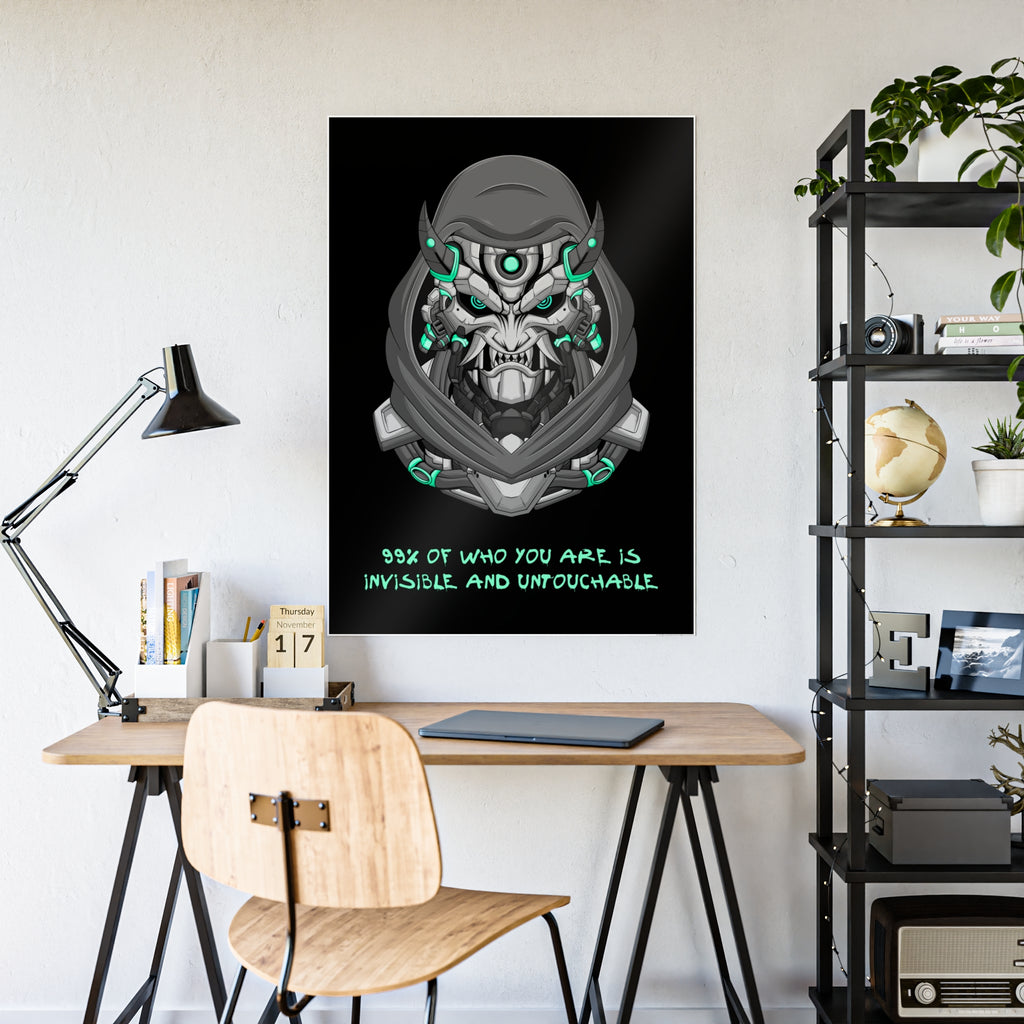 Cyborg Assassin Poster | Futuristic Wall Art | Ninja Mask Quote Print
