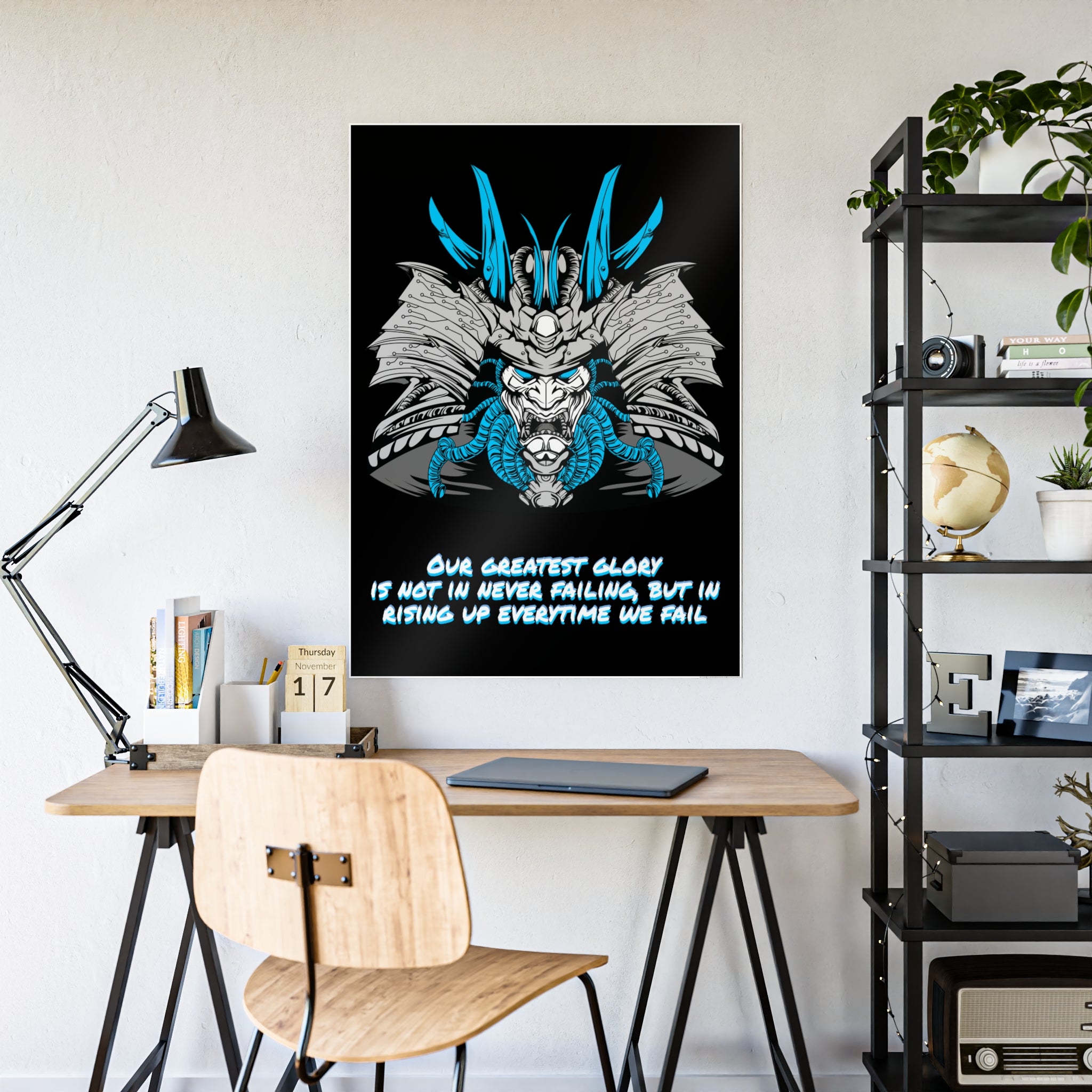 Cyberpunk Samurai Poster - Glory Quote Wall Art