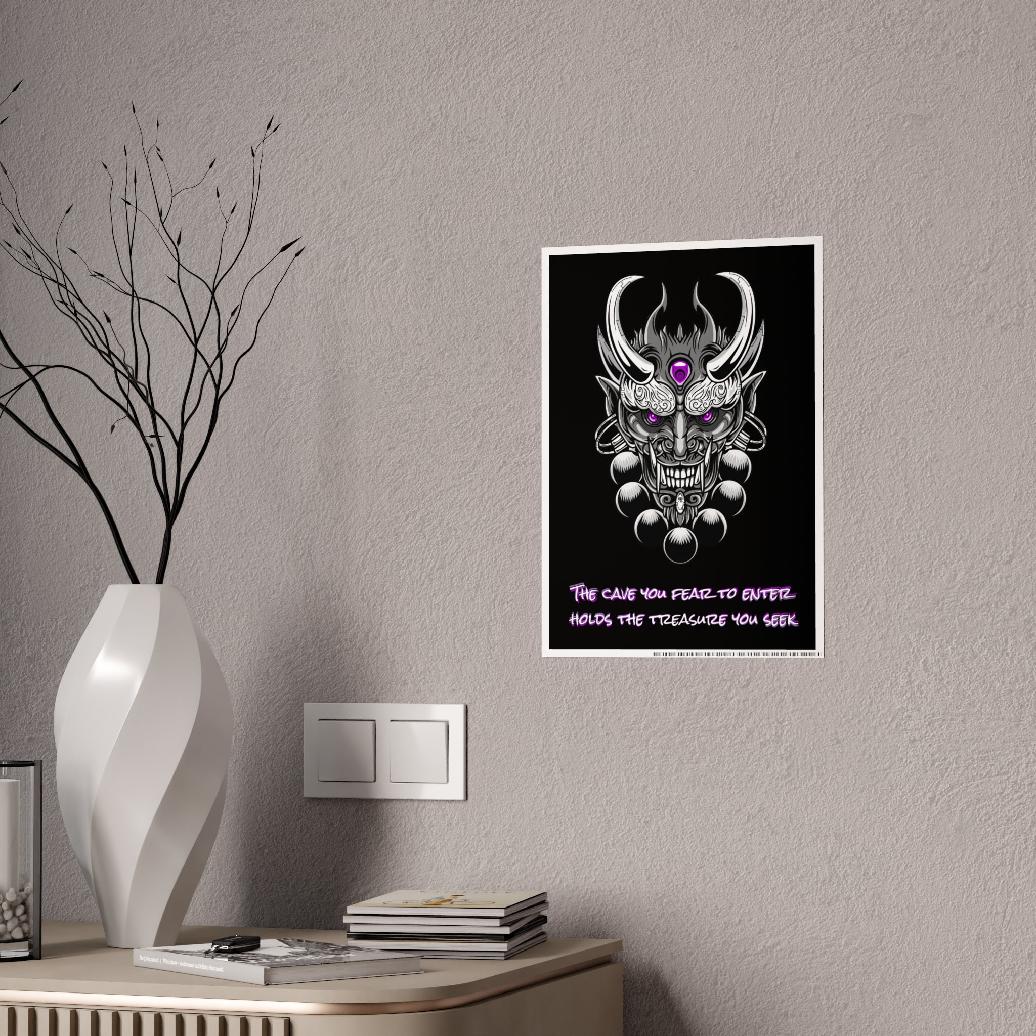 Chrome Oni Poster | Fear and Treasure Quote Wall Art