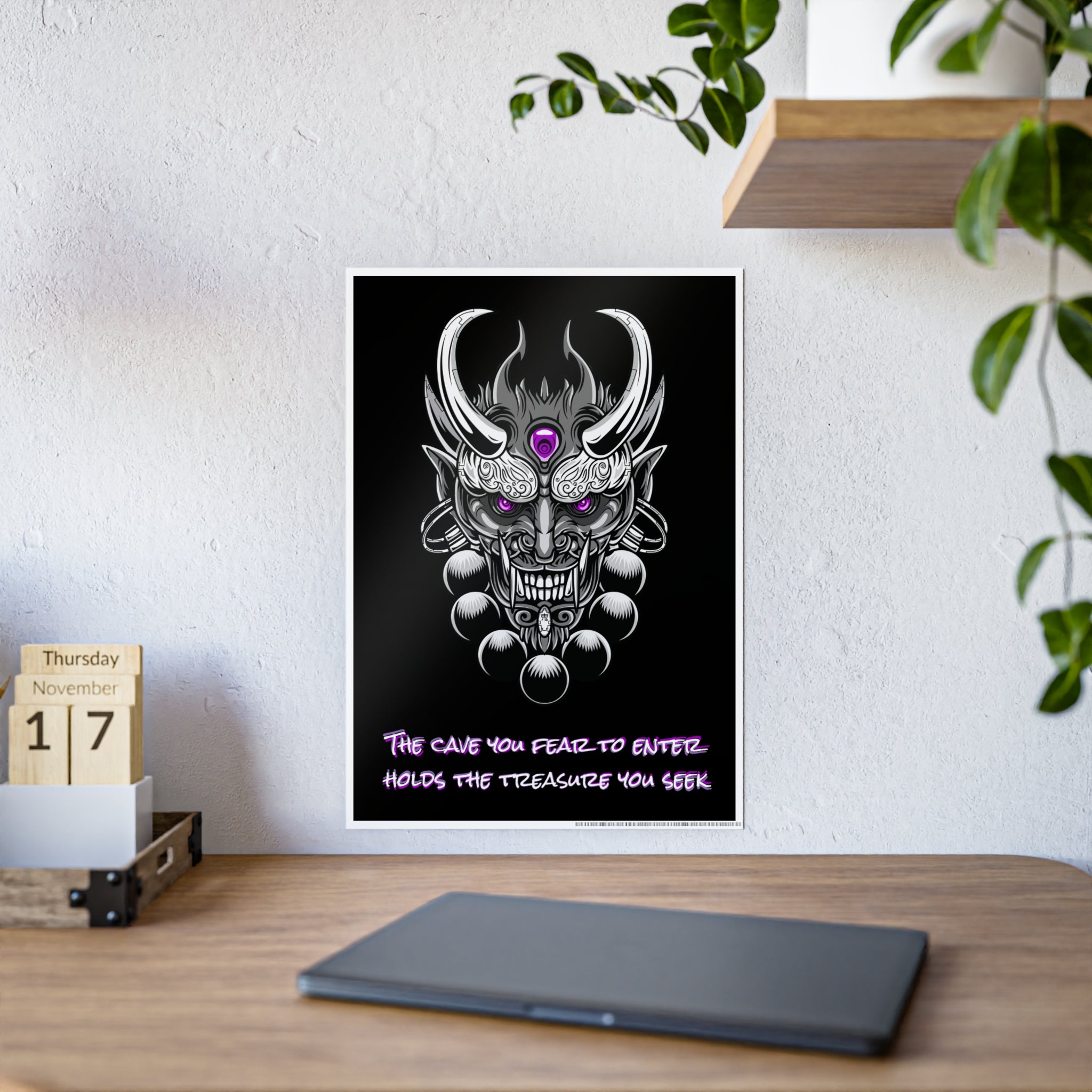 Chrome Oni Poster | Fear and Treasure Quote Wall Art