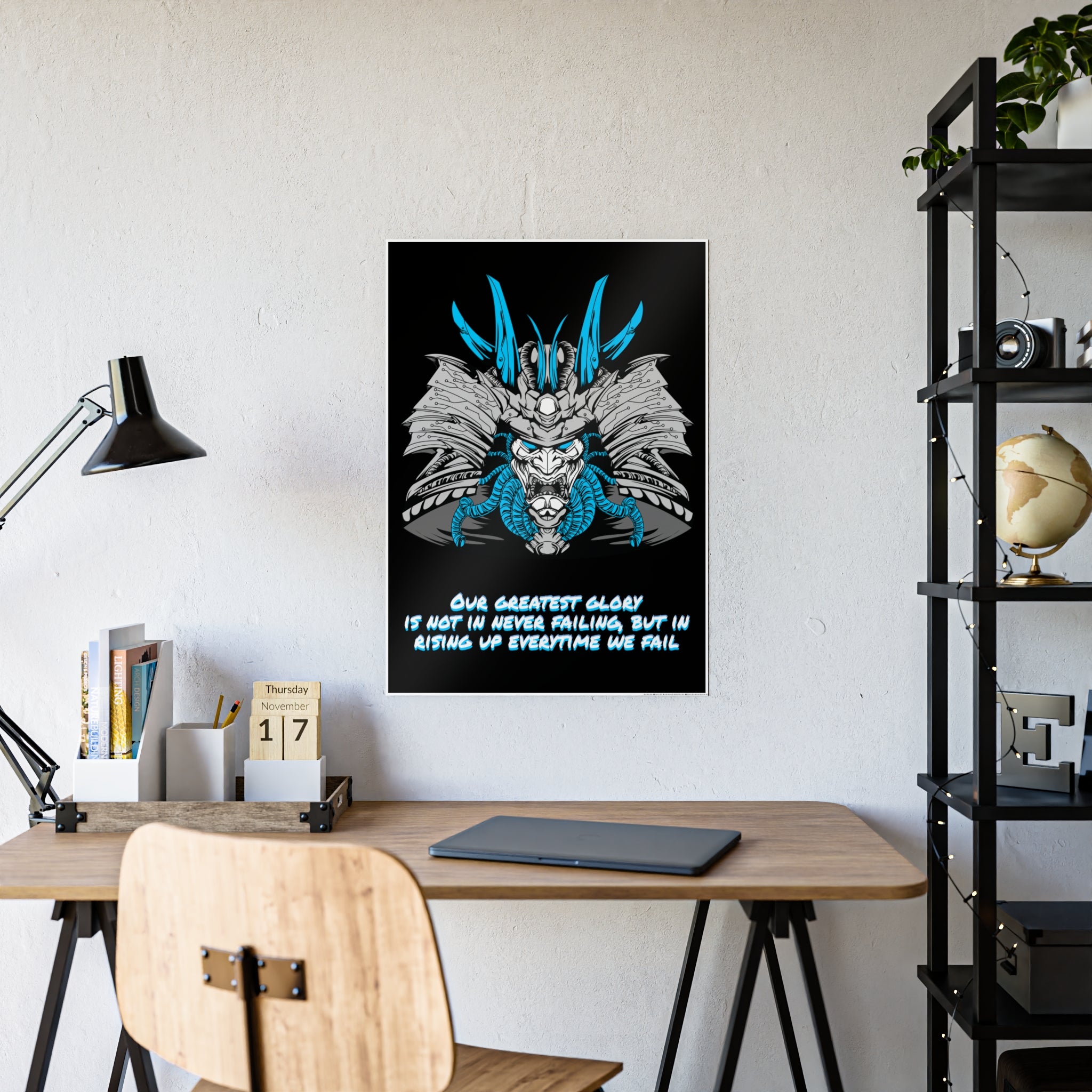 Cyberpunk Samurai Poster - Glory Quote Wall Art
