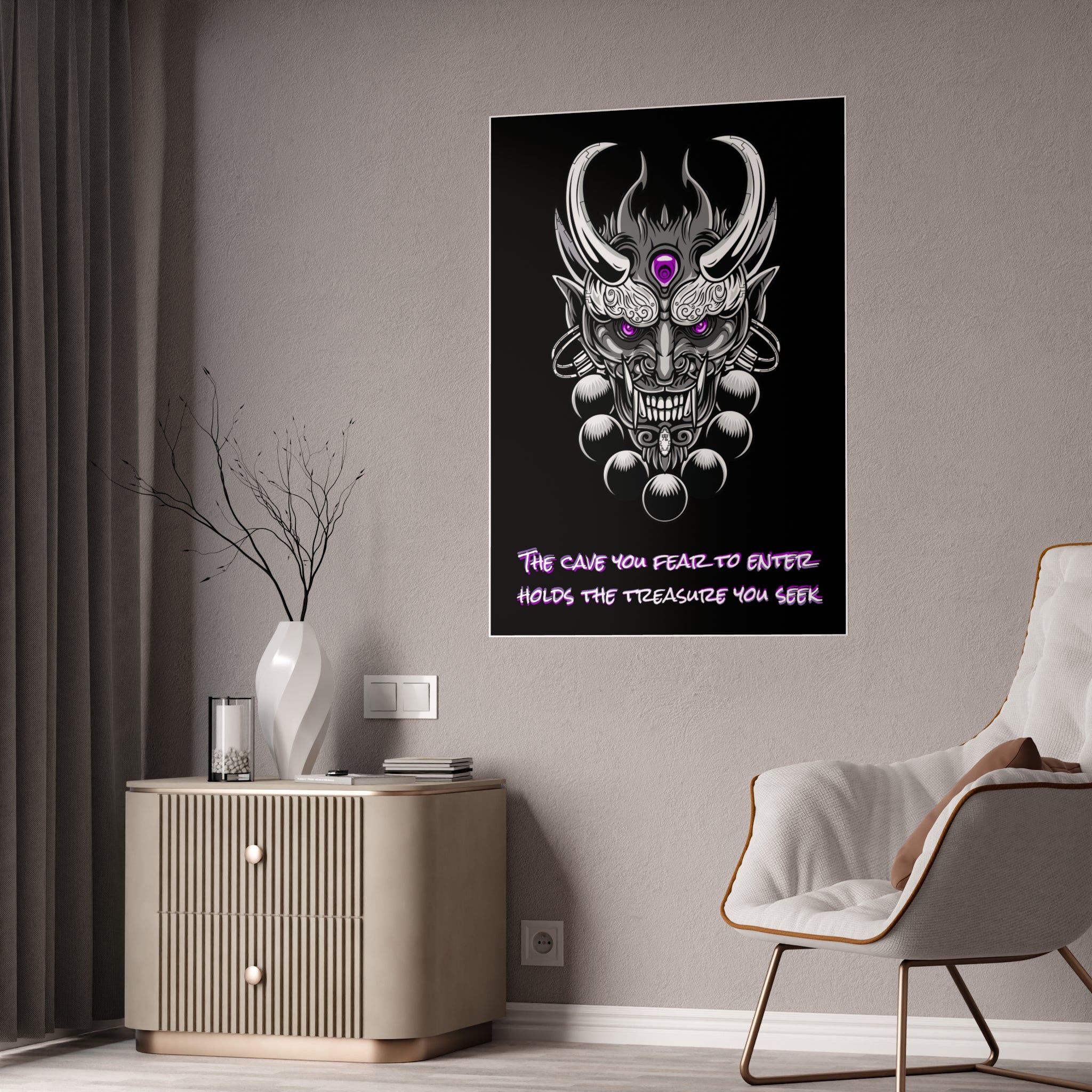 Chrome Oni Poster | Fear and Treasure Quote Wall Art