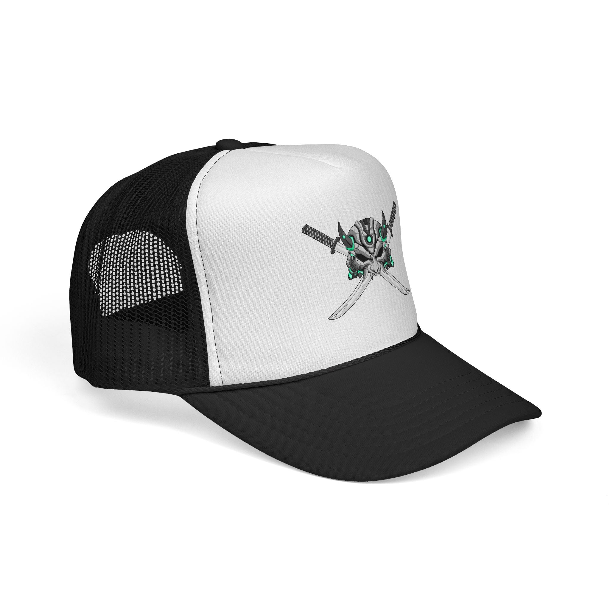 Cyborg Assassin Mesh Cap – Futuristic Katana Streetwear Hat
