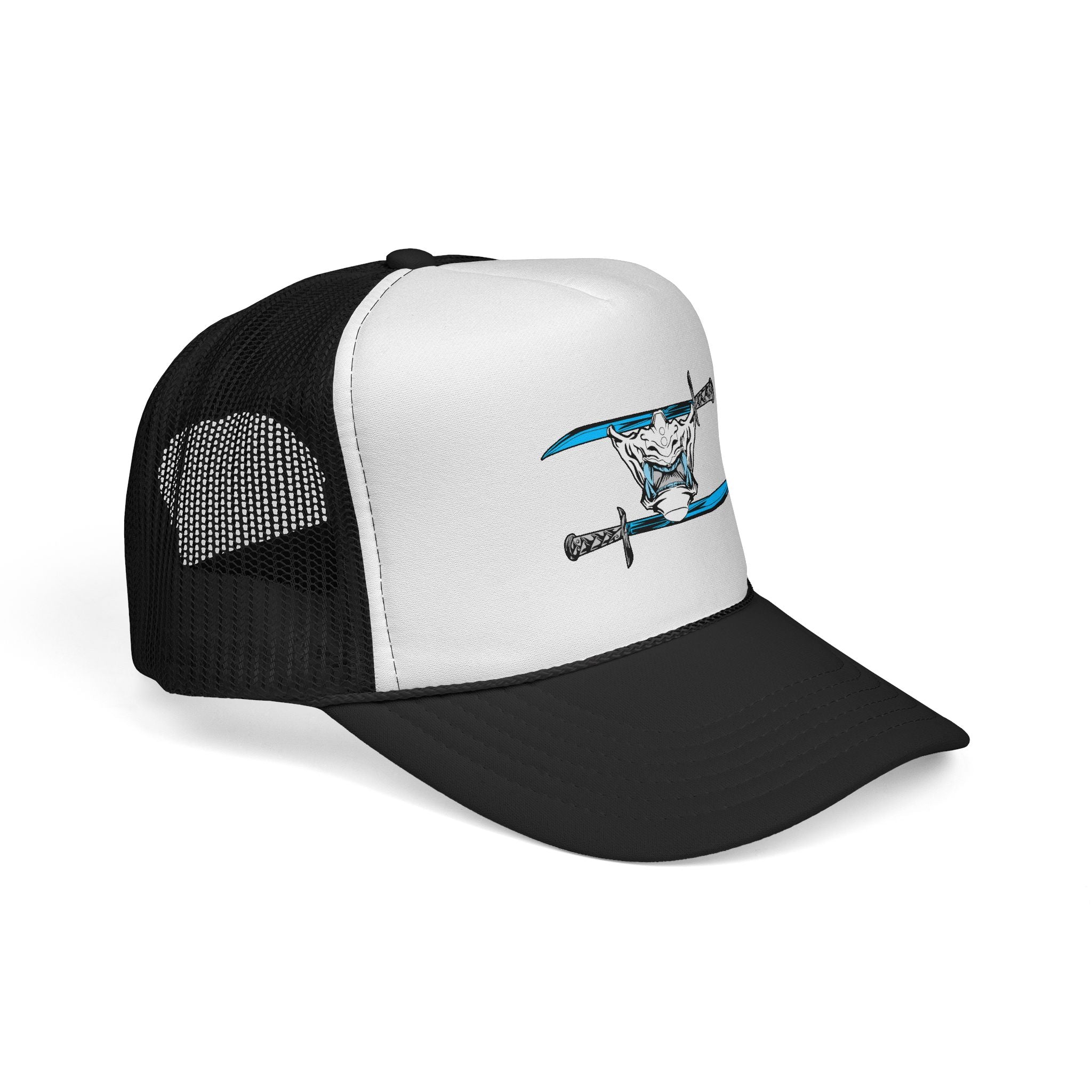 Cyberpunk Samurai Mesh Cap – Katana & Mask Streetwear