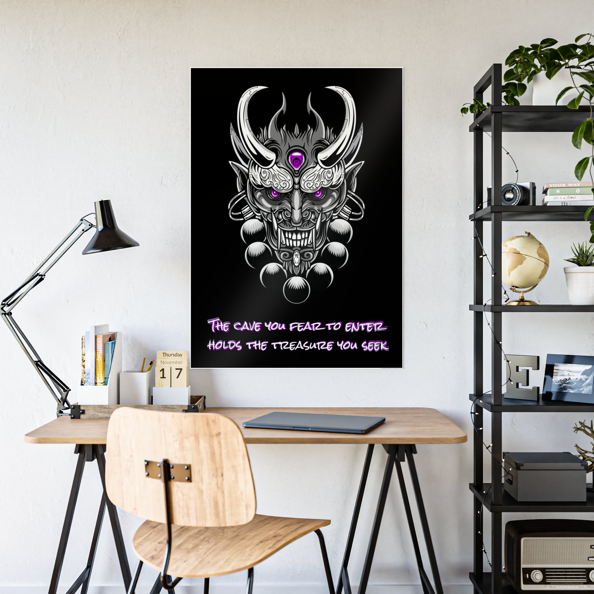 Chrome Oni Poster | Fear and Treasure Quote Wall Art