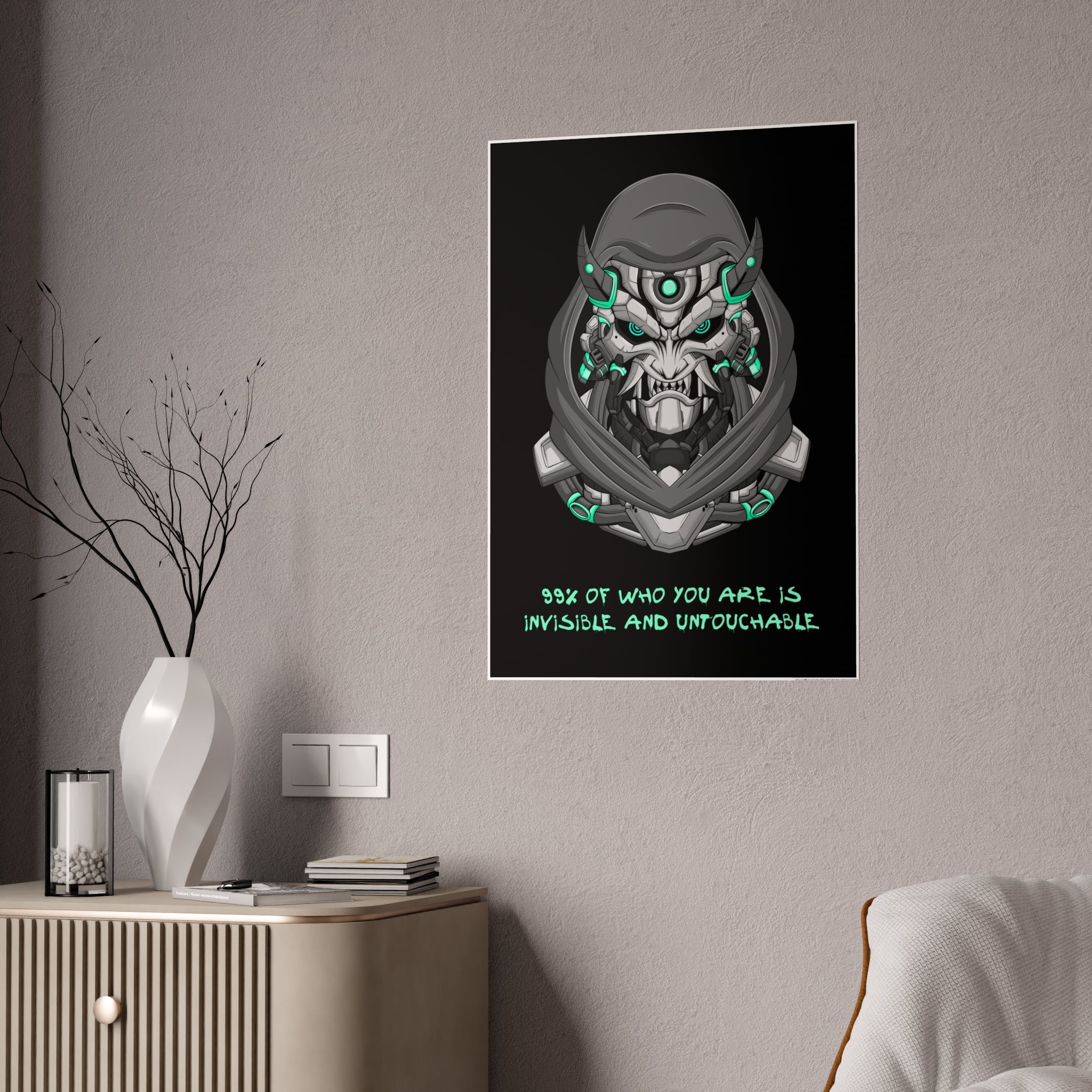 Cyborg Assassin Poster | Futuristic Wall Art | Ninja Mask Quote Print