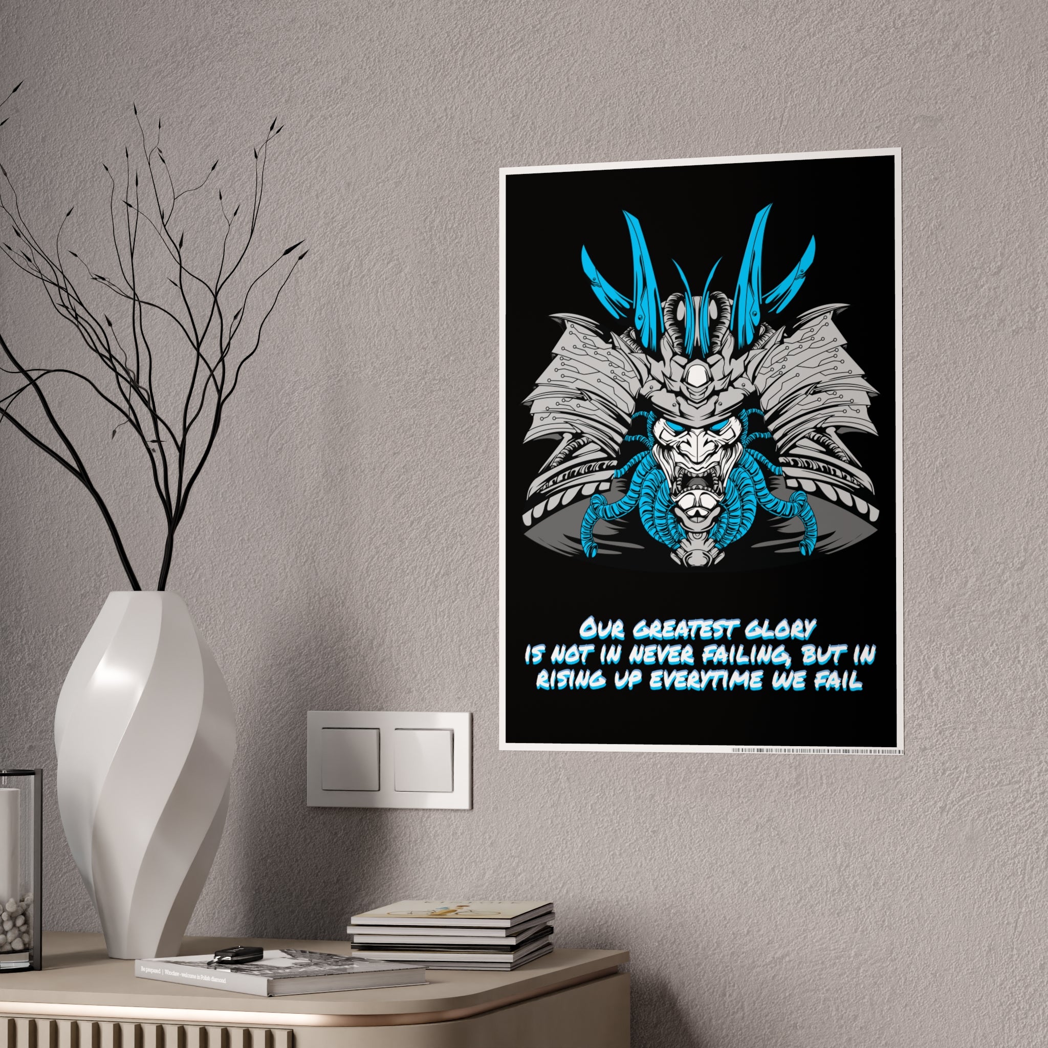 Cyberpunk Samurai Poster - Glory Quote Wall Art