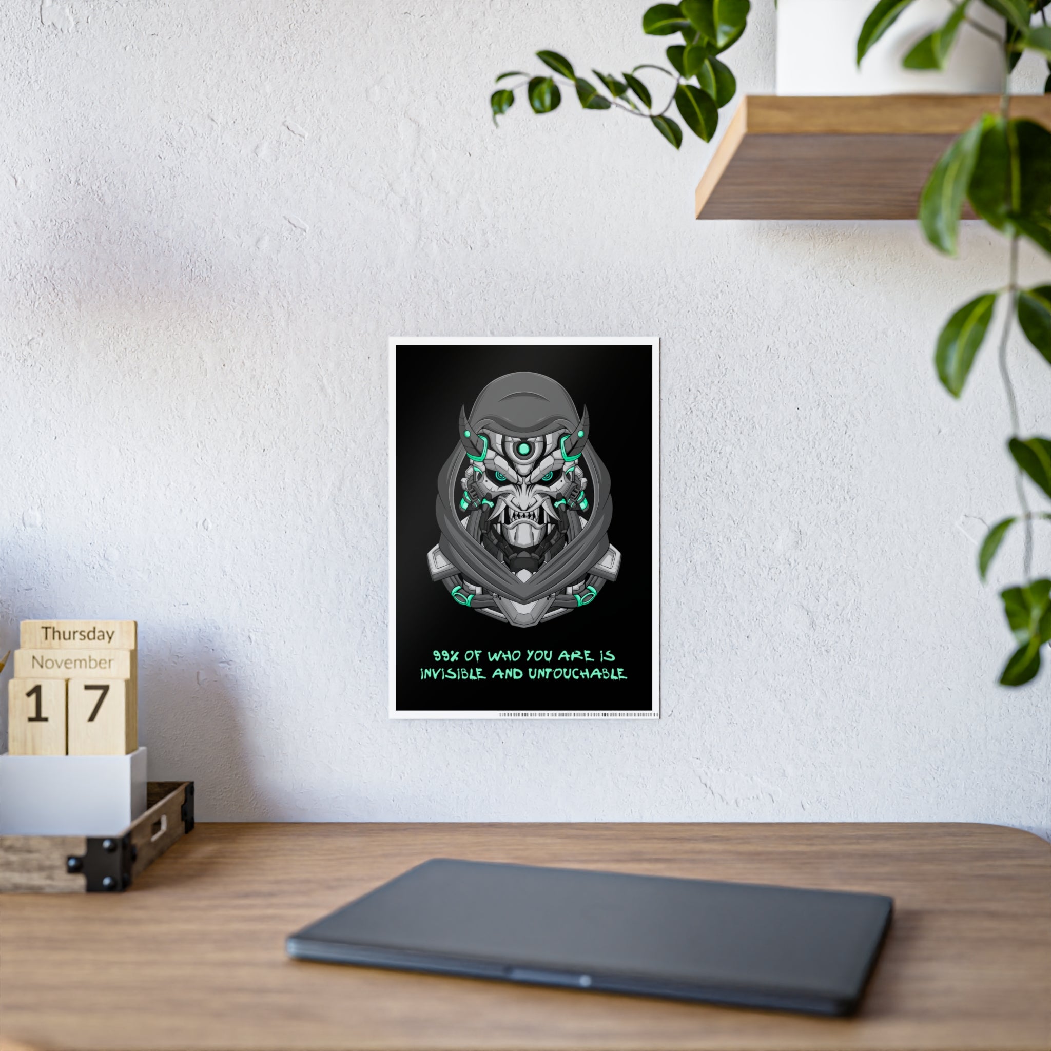 Cyborg Assassin Poster | Futuristic Wall Art | Ninja Mask Quote Print
