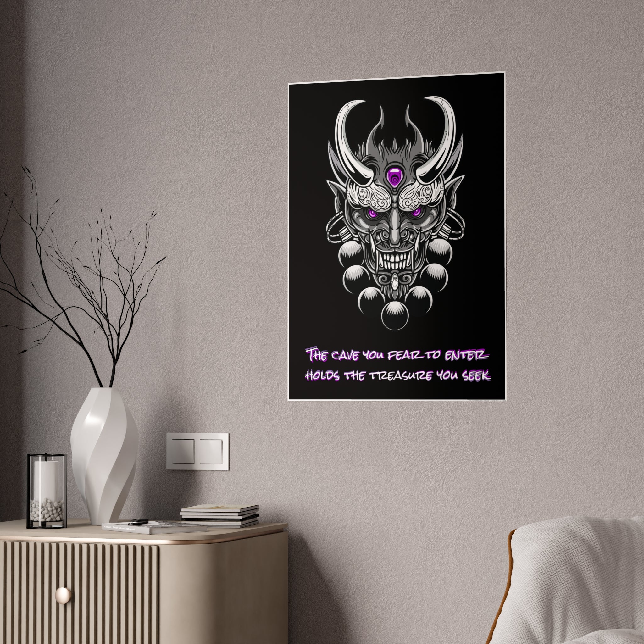 Chrome Oni Poster | Fear and Treasure Quote Wall Art