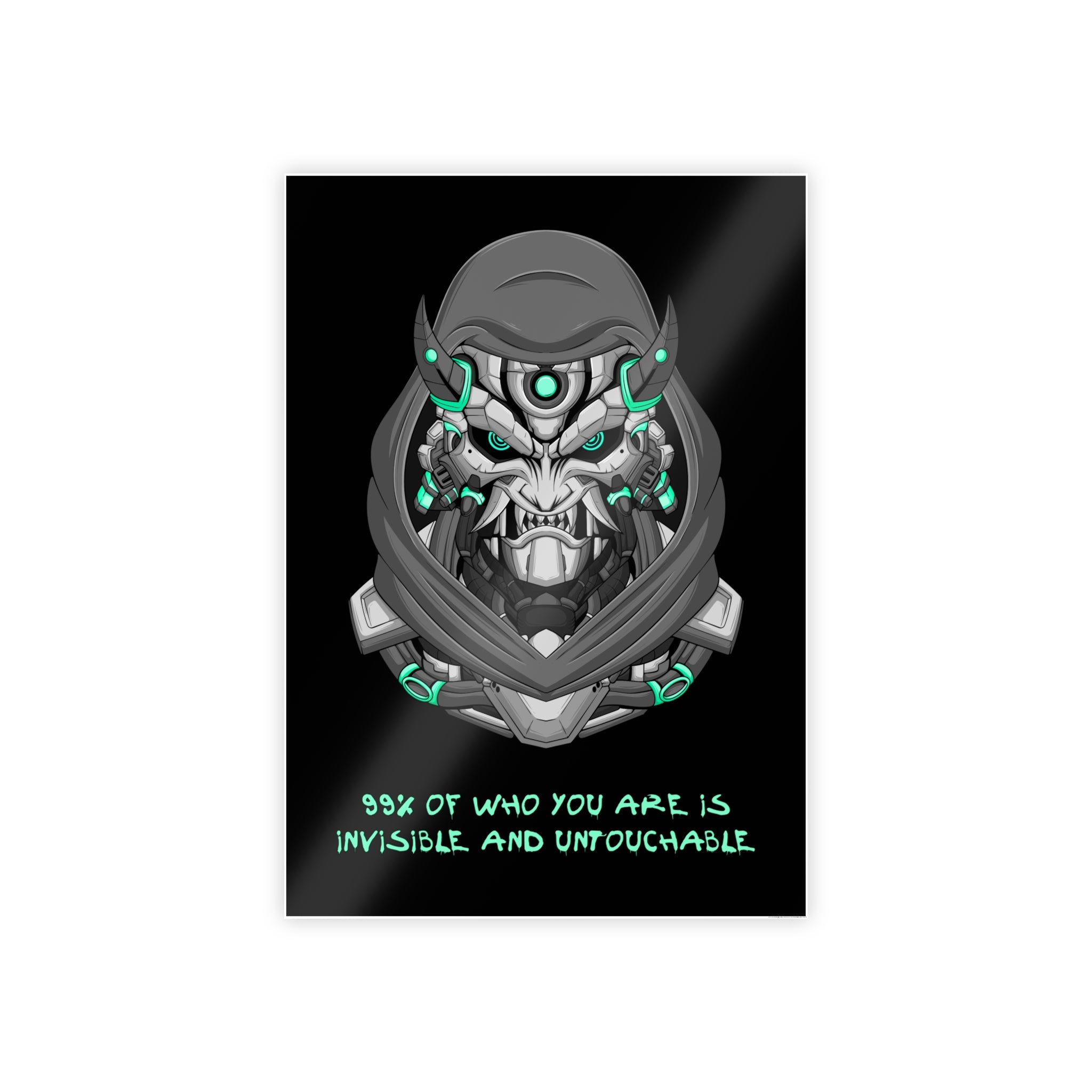 Cyborg Assassin Poster | Futuristic Wall Art | Ninja Mask Quote Print