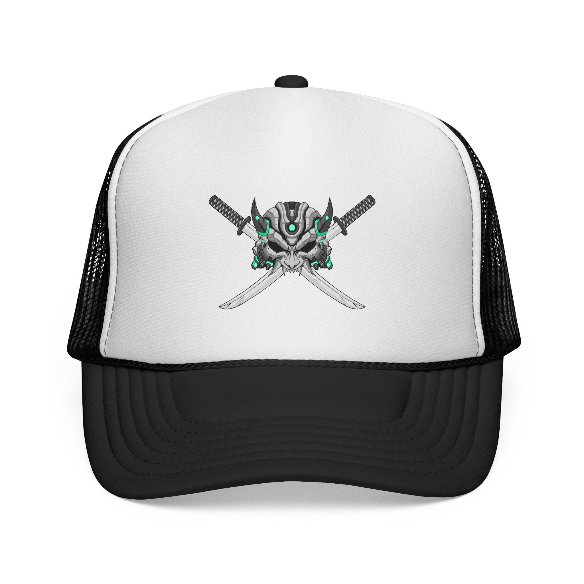 Cyborg Assassin Mesh Cap – Futuristic Katana Streetwear Hat