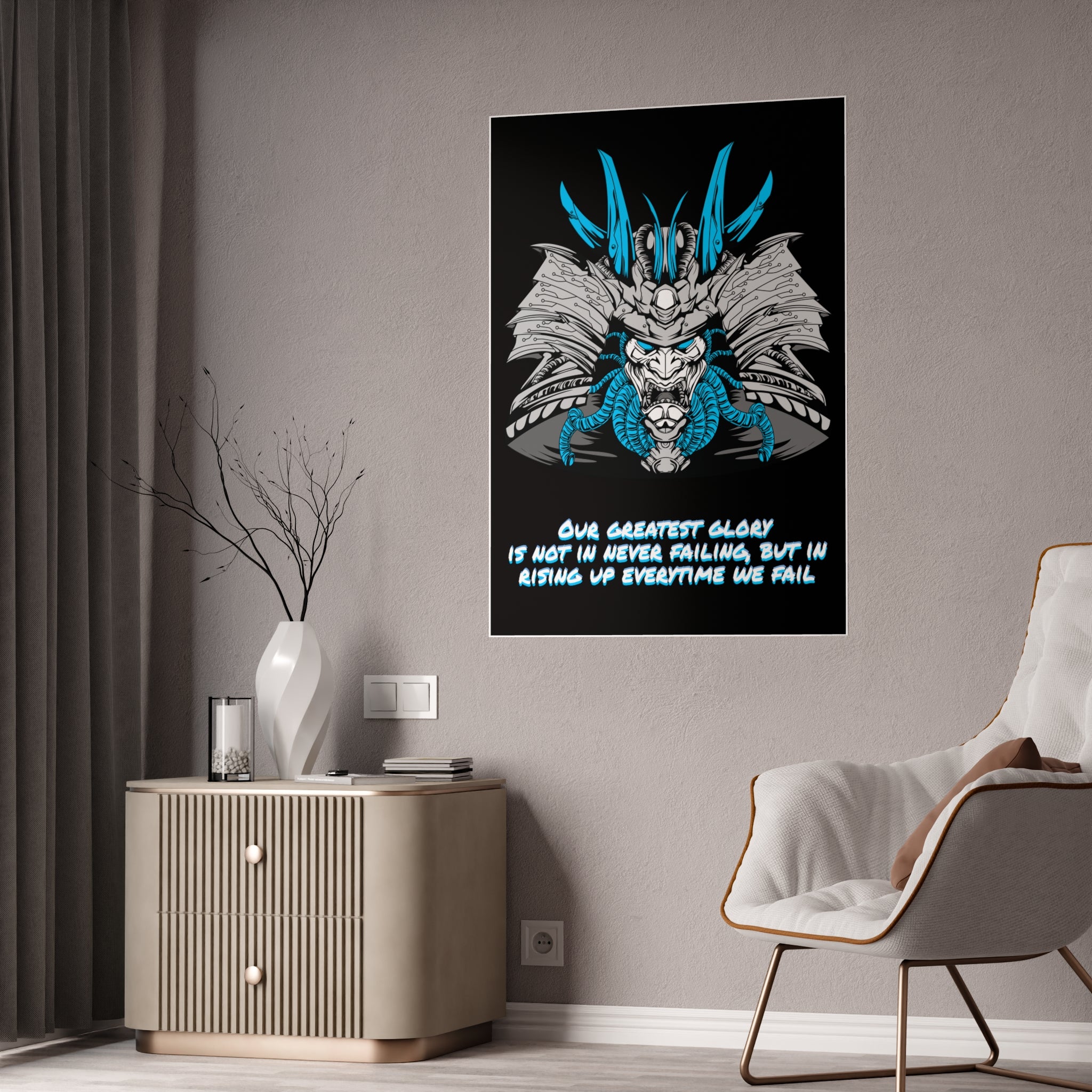 Cyberpunk Samurai Poster - Glory Quote Wall Art