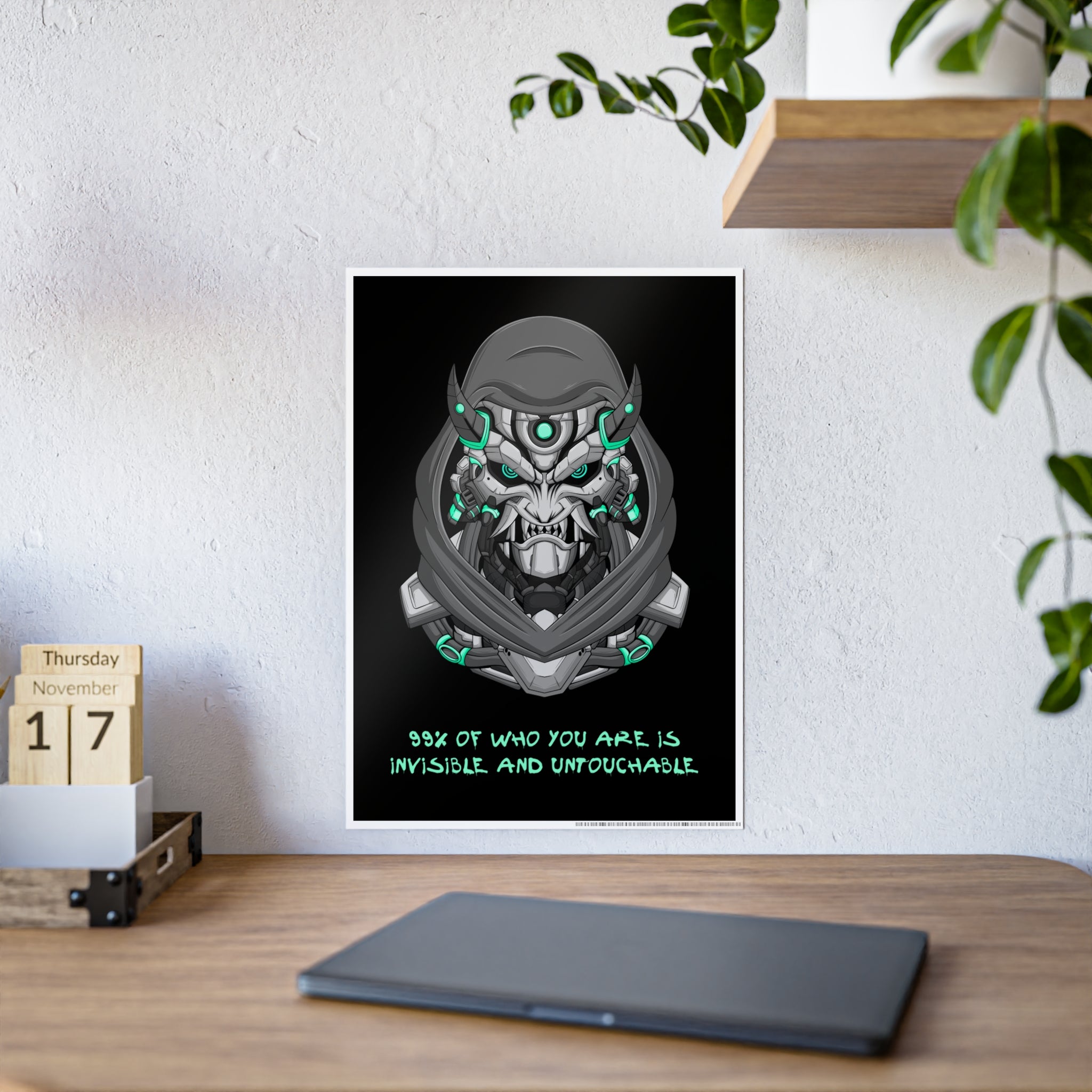 Cyborg Assassin Poster | Futuristic Wall Art | Ninja Mask Quote Print