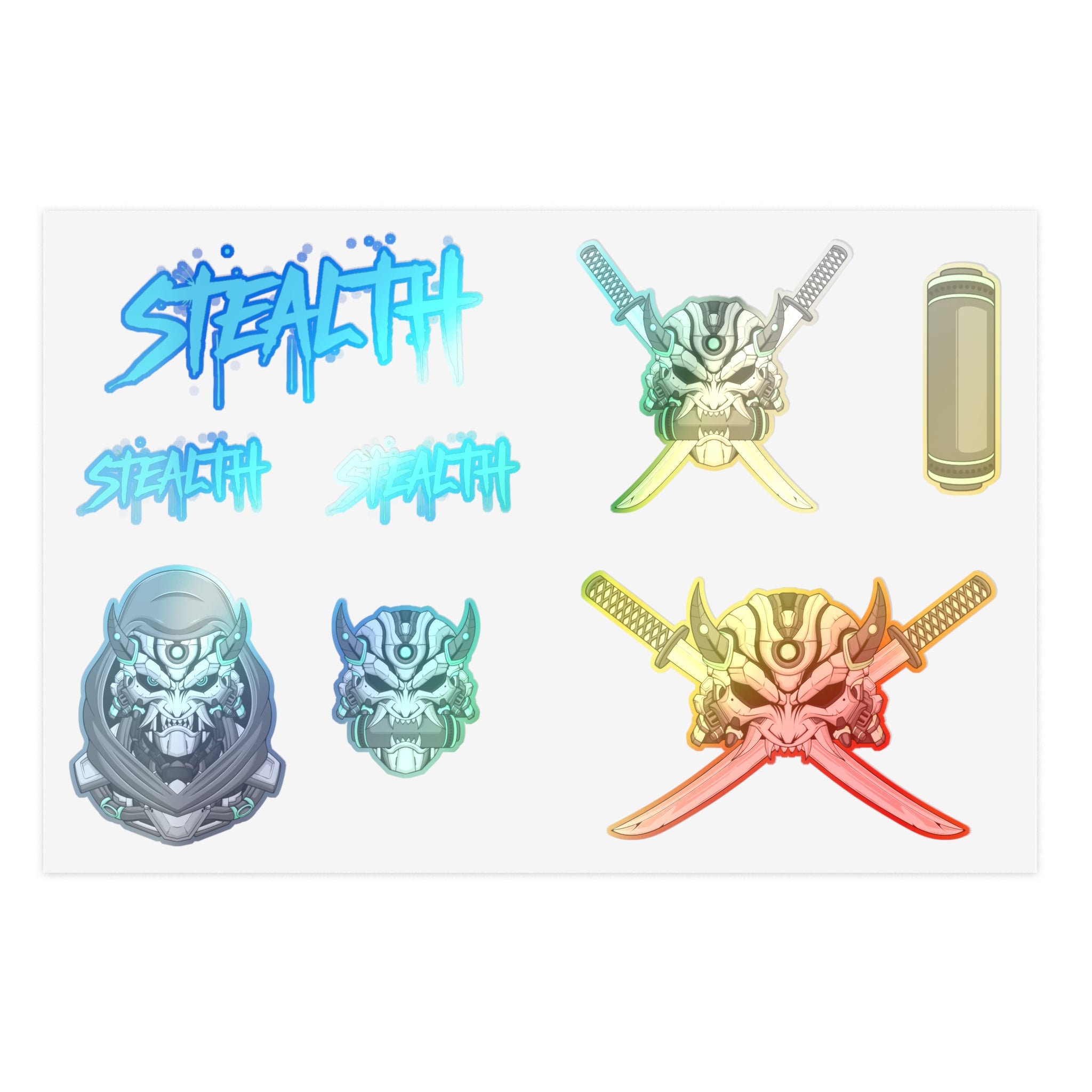 Cyborg Ninja Sticker Set – Stealth Graffiti Cyberpunk Skulls