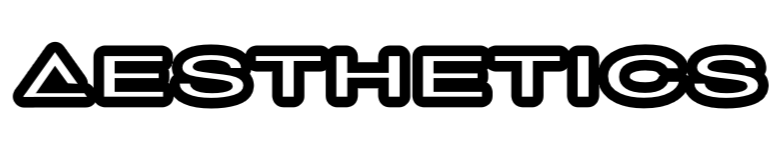 Word 'AESTHETICS' in black and white Alter aspect stylized font