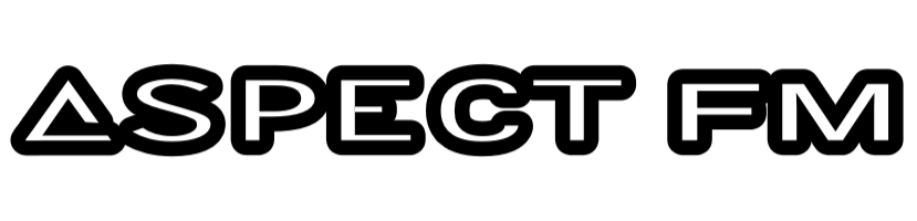 text of 'Aspect FM' in black and white alter aspect stylized font